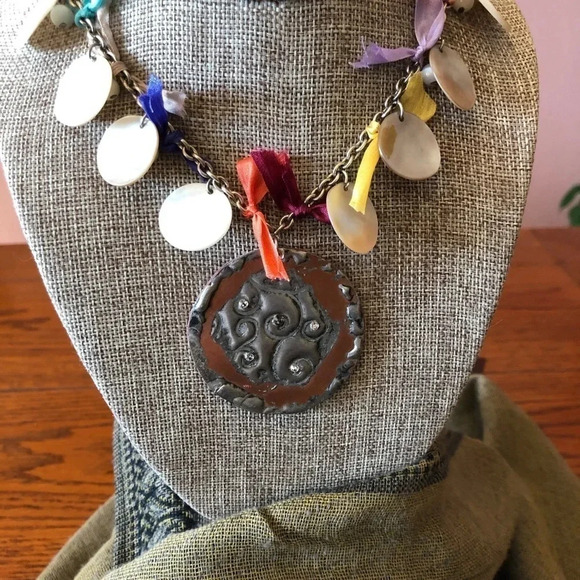 Artisan Made Copper Stamped Necklace. - Picture 2 of 4